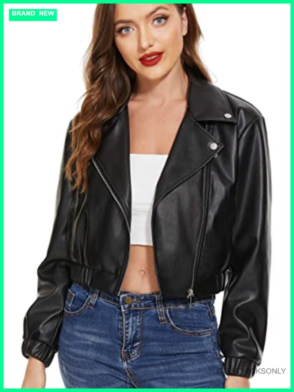 Faux Leather Motorcycle Short Coat Blazer Jacket